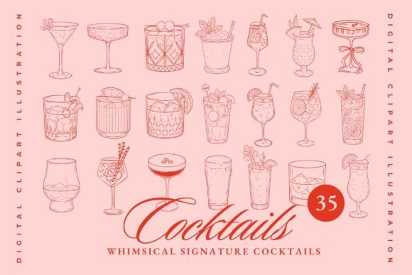 35 Hand Drawn Cocktails Bundle: An Embroidery Review