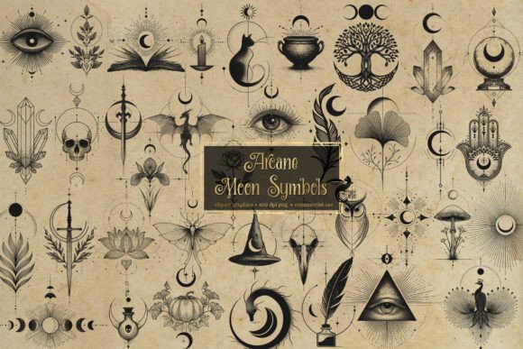 Arcane Moon Symbols PNG: Graphics & Illustrations