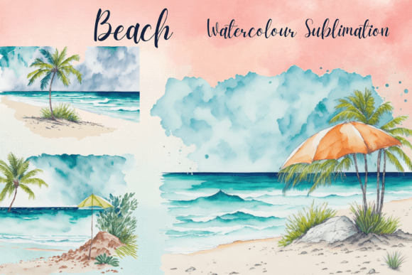 Beach Watercolor Sublimation Clipart Graphics Review