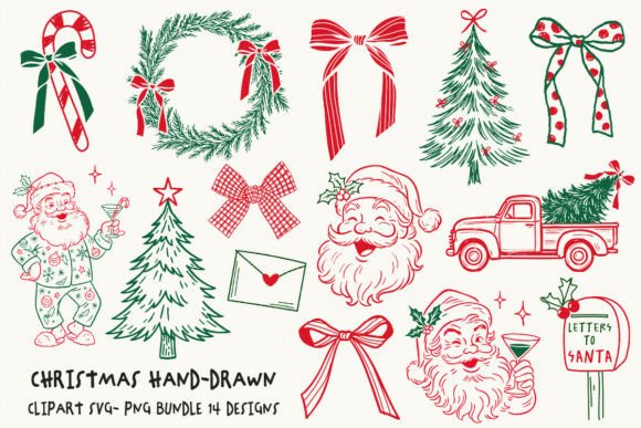 Christmas Svg Line Art Png Bundle: Perfect for Festive Graphics