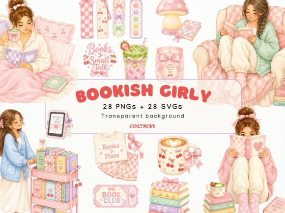 Cozy Bookish Girl Graphics & Illustrations Review