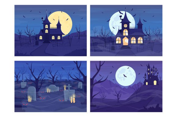 Creepy Nighttime Vector Illustration Set: Graphics Review