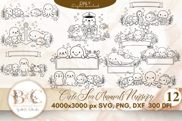 Cute Sea Animals Nursery SVG Bundle: Perfect for Engaging Graphics and Illustrations