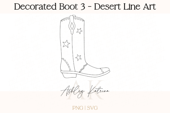 Decorated Boot 3 - Desert Line Art for Creative Graphics