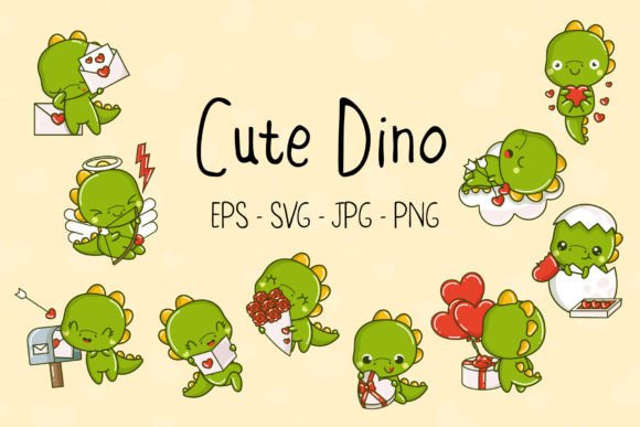 Dino, Set of Animals in Love: Graphics & Illustrations