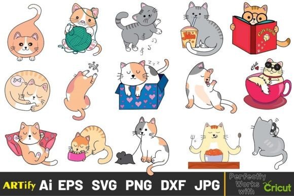 Funny Kawaii Cat Graphics & Illustrations Review