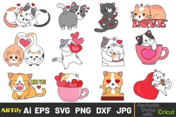 Funny Romantic Valentine Kawaii Cat Clip: A Graphics Gem