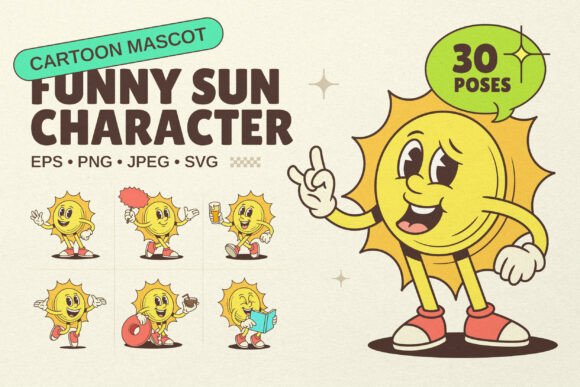 Funny Sun Character: A Cheerful Graphics and Illustrations Asset