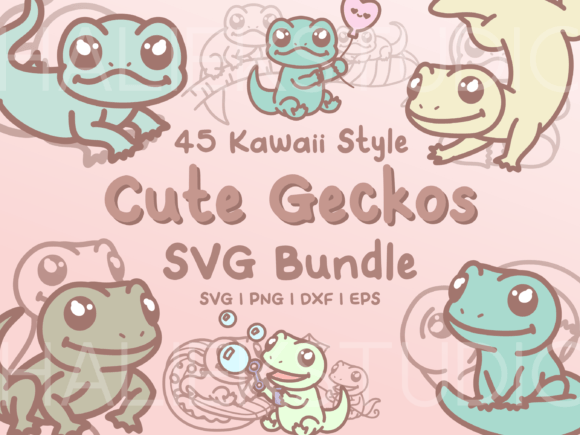 Gecko SVG Illustration Set: Perfect Graphics for Handmade Creations