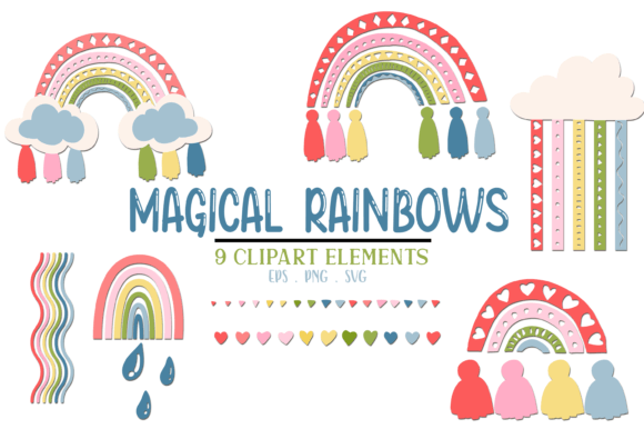 Magical Rainbows Clipart: A Versatile Graphics Asset