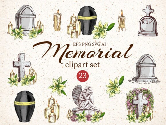 Memorial Clipart Set: Graphics & Illustrations Review