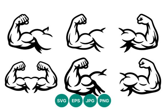 Muscular Arm Flex Vector Set: Graphics & Illustrations