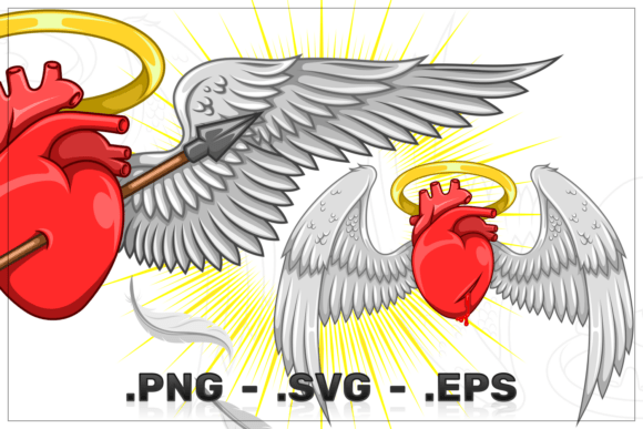 Realistic Anatomical Heart with Wings Graphics & Illustrations
