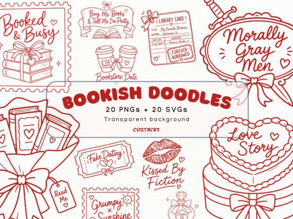 Romance Lover Doodle Clipart: Bookish Graphics Review