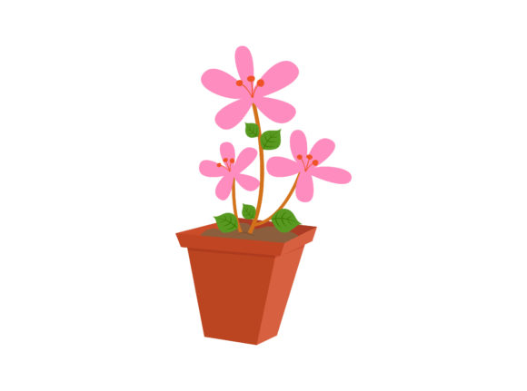 Spring Pink Flower Pot Vector: Perfect for Graphics and Illustrations